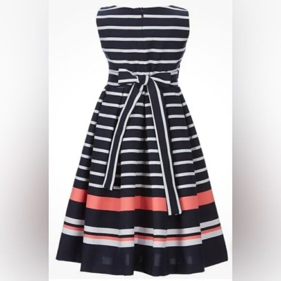 Jessica Ann Striped Coral Ribbon Push-Thru Fit & Flare Dress sz 3T - Picture 4 of 5